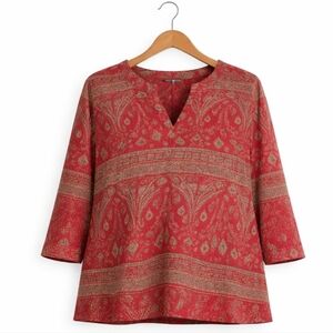 Lienridy Red Paisley Blouse Plus Sz 4X